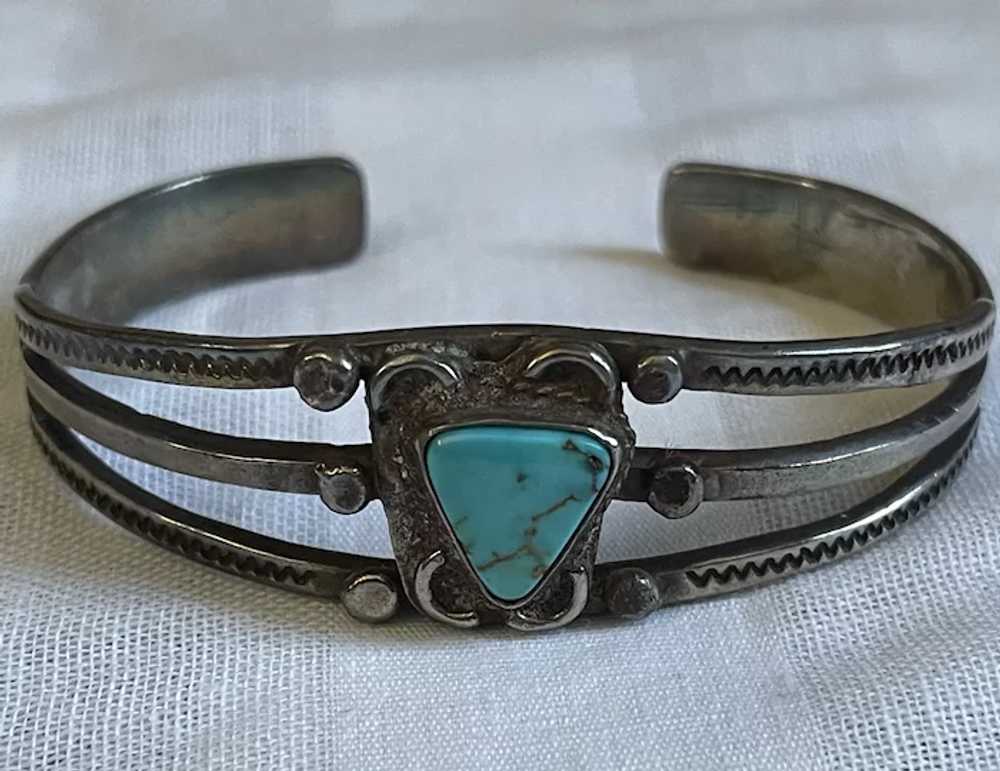 Vintage Sterling Silver Turquoise Fred Harvey Nav… - image 2