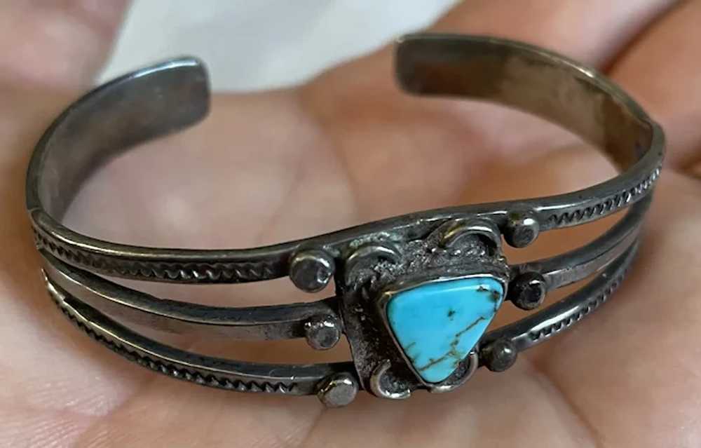 Vintage Sterling Silver Turquoise Fred Harvey Nav… - image 4