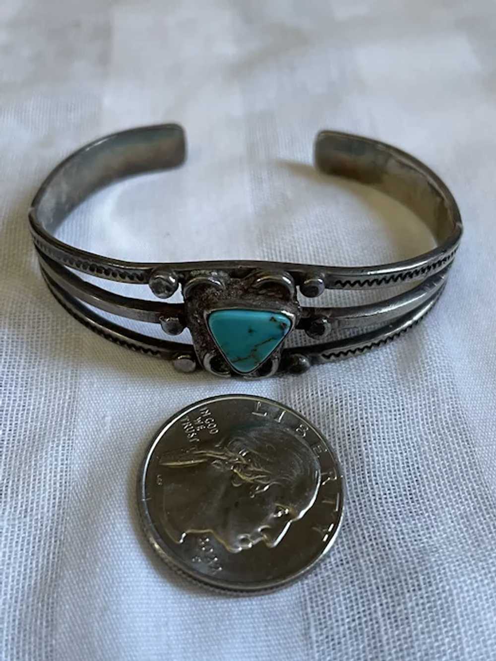 Vintage Sterling Silver Turquoise Fred Harvey Nav… - image 5