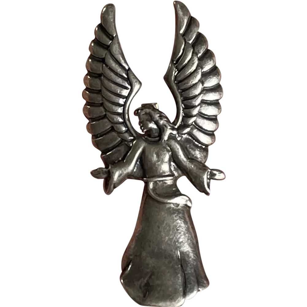 Vintage Sterling .925 Angel Pin Signed - image 1