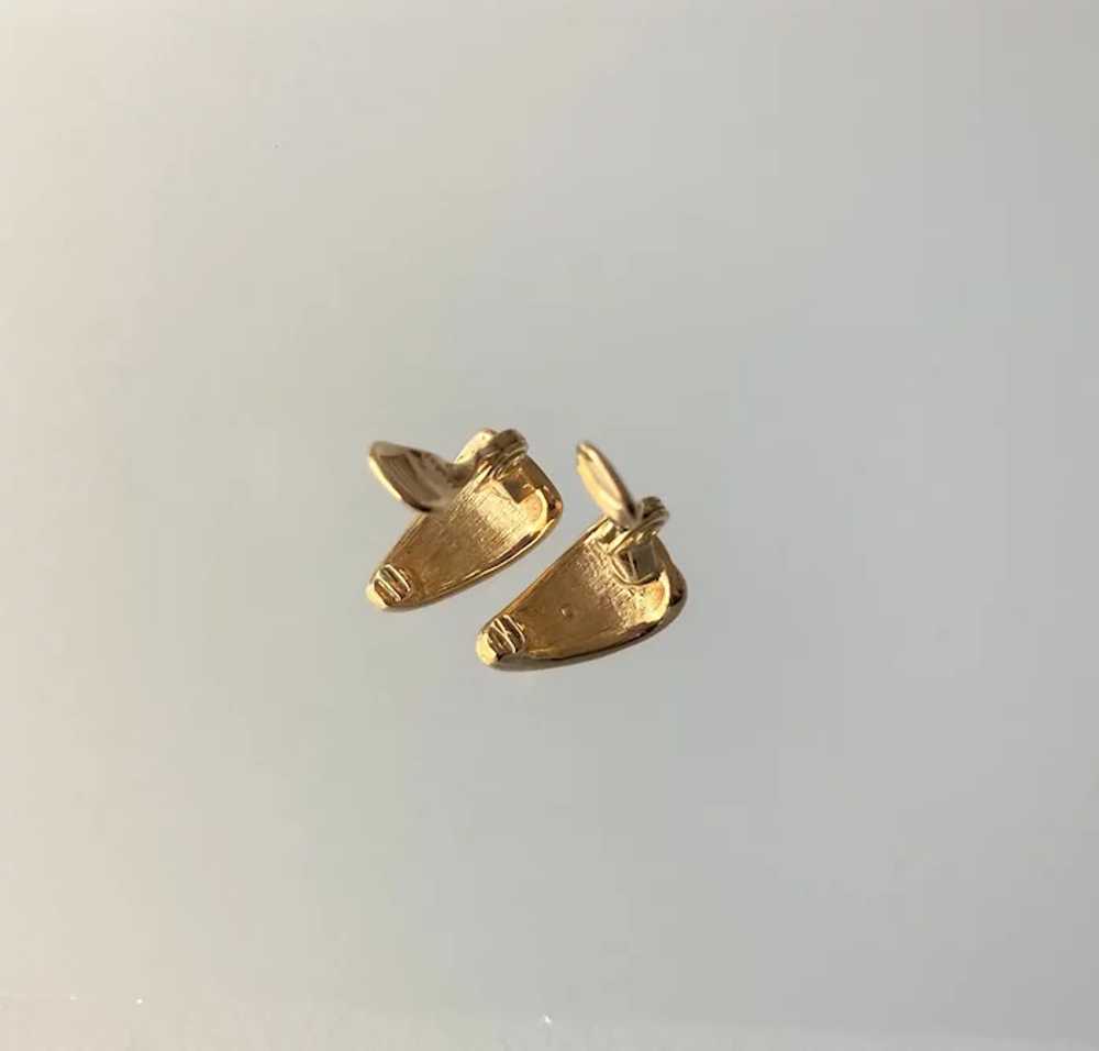 Monet Red Enamel Gold Tone Clip Earrings - image 5