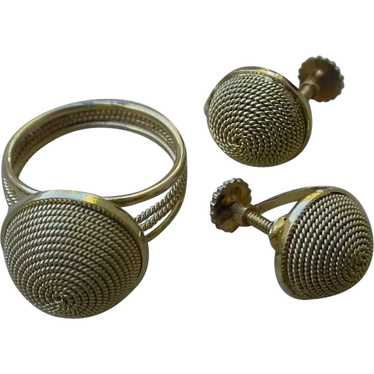 Ladies Ring & Earrings Ensemble 14K Gold - image 1