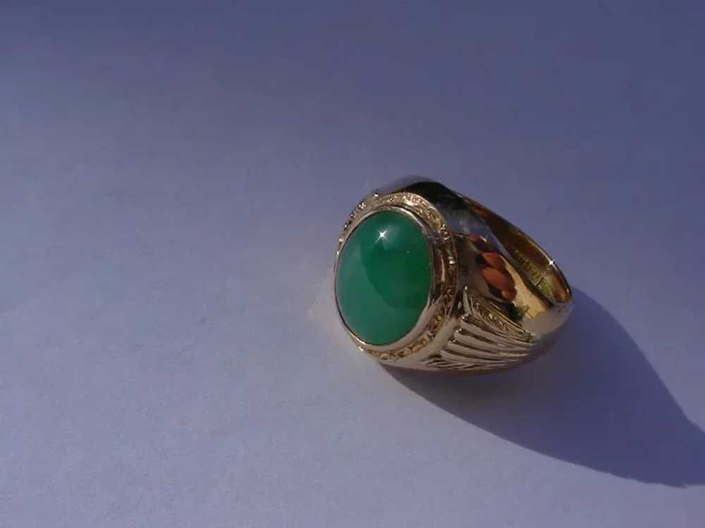 Vintage 14K Rose Gold Green Jadeite Ring - image 4