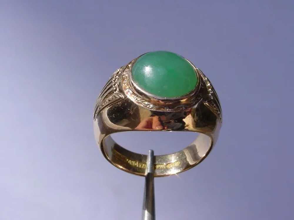 Vintage 14K Rose Gold Green Jadeite Ring - image 6