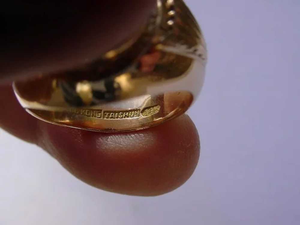 Vintage 14K Rose Gold Green Jadeite Ring - image 7
