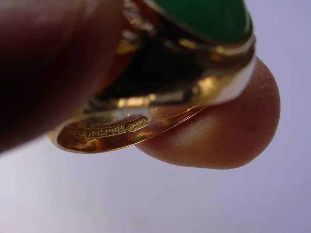 Vintage 14K Rose Gold Green Jadeite Ring - image 8