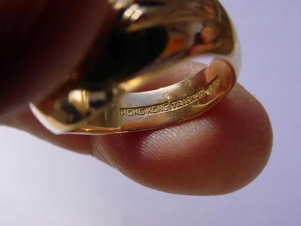 Vintage 14K Rose Gold Green Jadeite Ring - image 9