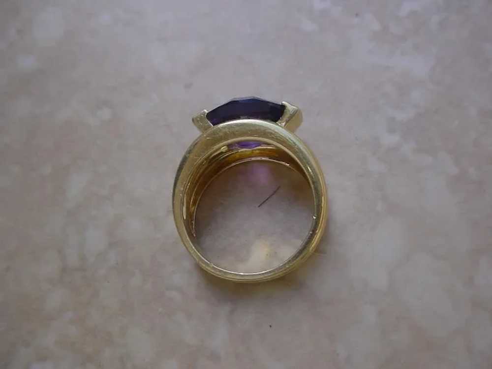 Beautiful 18K Gold Ring, 6.3 Carat Amethyst, 6 Di… - image 6