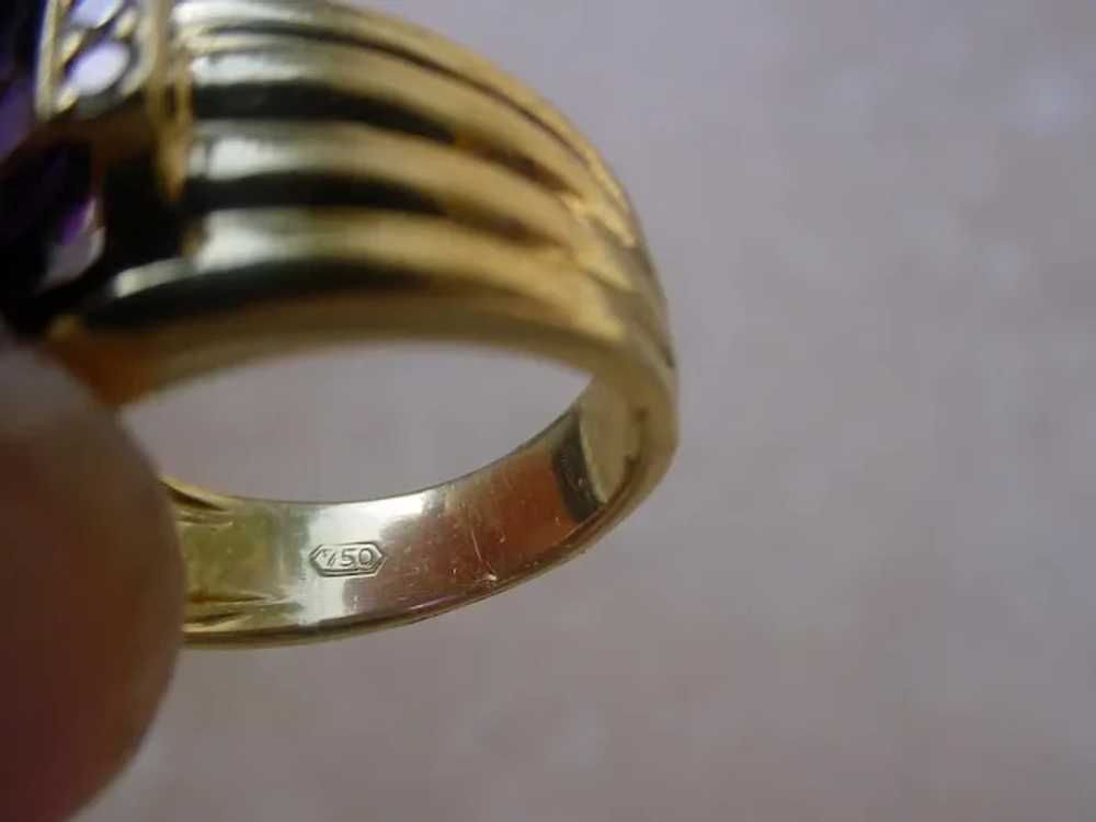 Beautiful 18K Gold Ring, 6.3 Carat Amethyst, 6 Di… - image 7
