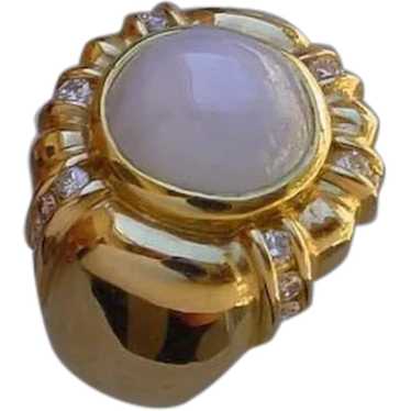 Gents 18K Gold Ring Set w/ 16 Carat Star Sapphire… - image 1