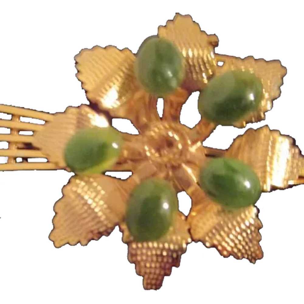 Jade and Gold Tone Pin - image 1
