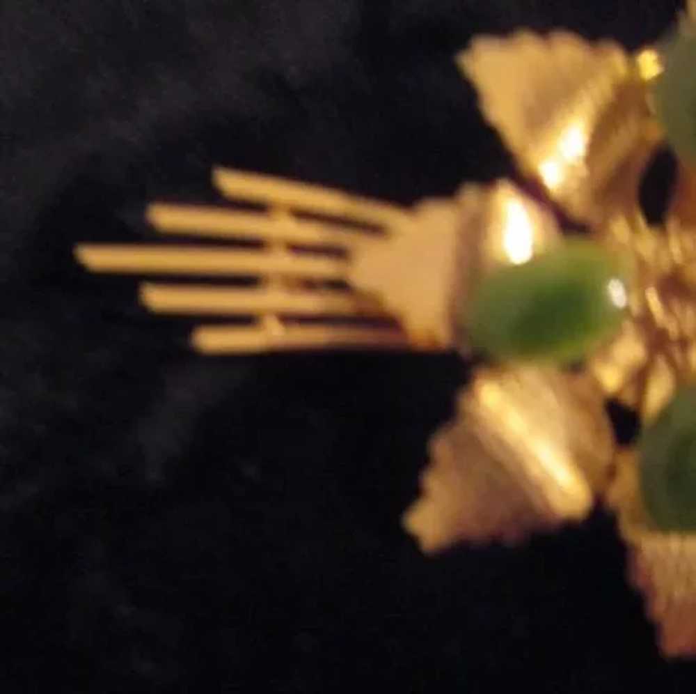 Jade and Gold Tone Pin - image 2