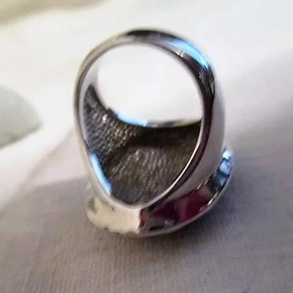 Silvertone and Black Large Ring - image 7