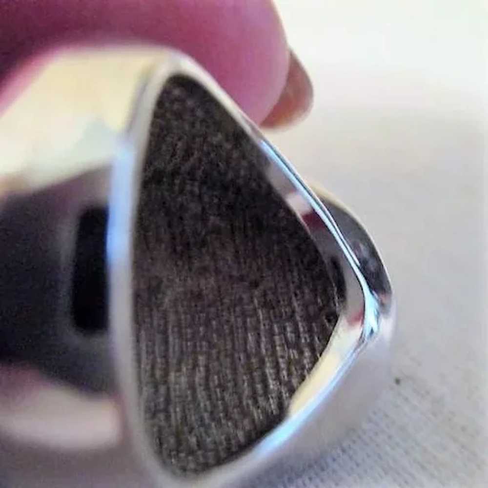 Silvertone and Black Large Ring - image 9