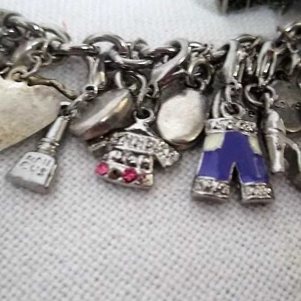 Silvertone Charm Bracelet with Many Assorted Char… - image 3