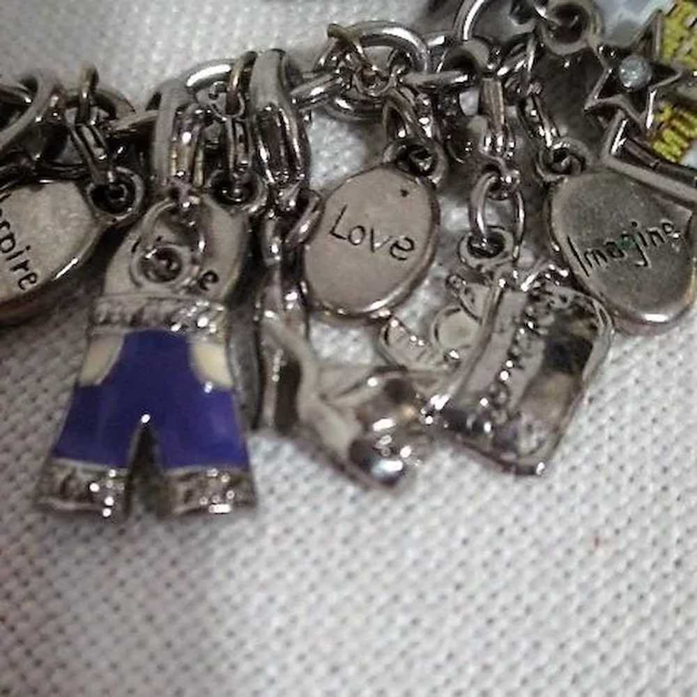 Silvertone Charm Bracelet with Many Assorted Char… - image 5