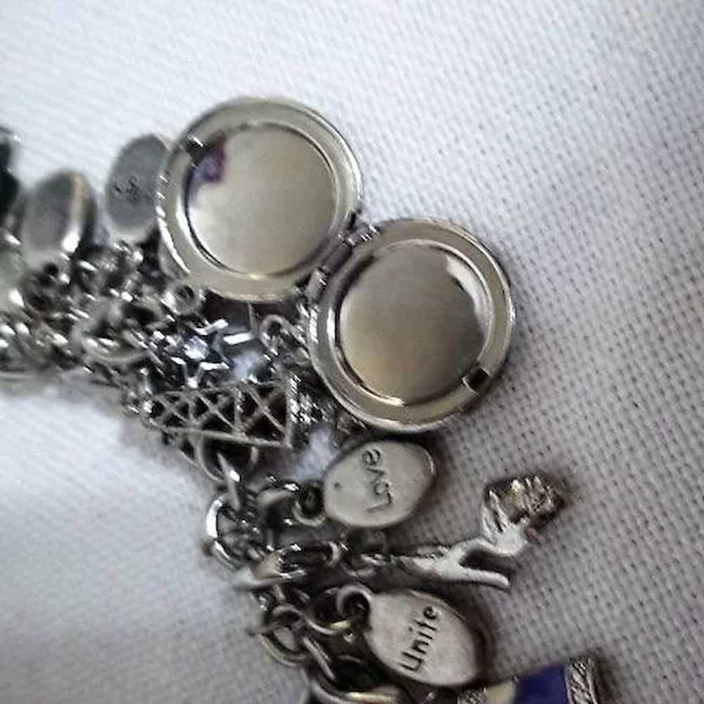 Silvertone Charm Bracelet with Many Assorted Char… - image 8