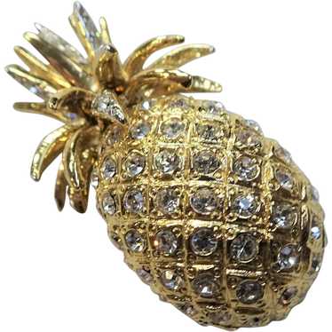 CHARMING Vintage Pineapple Brooch,Sparkling Glass… - image 1