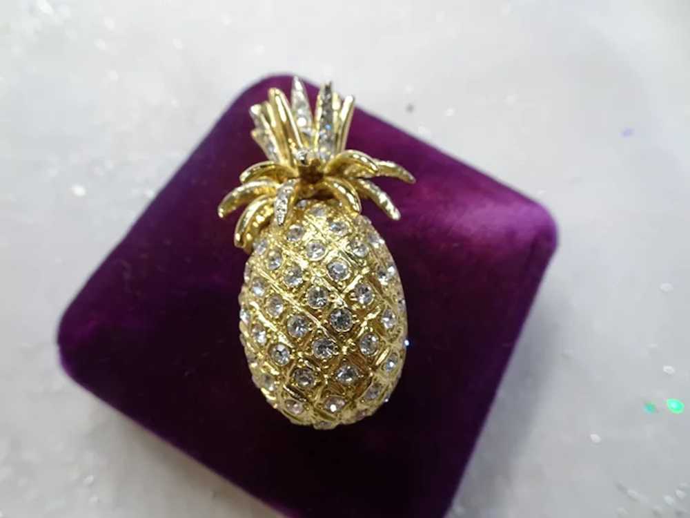 CHARMING Vintage Pineapple Brooch,Sparkling Glass… - image 4