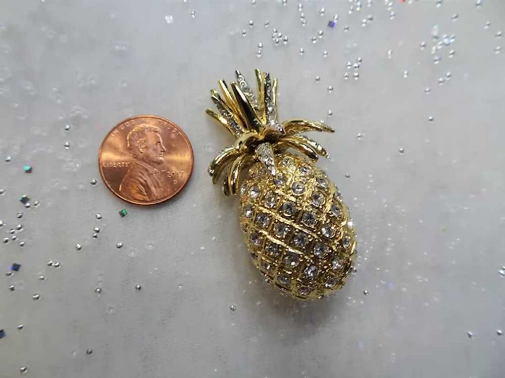 CHARMING Vintage Pineapple Brooch,Sparkling Glass… - image 5