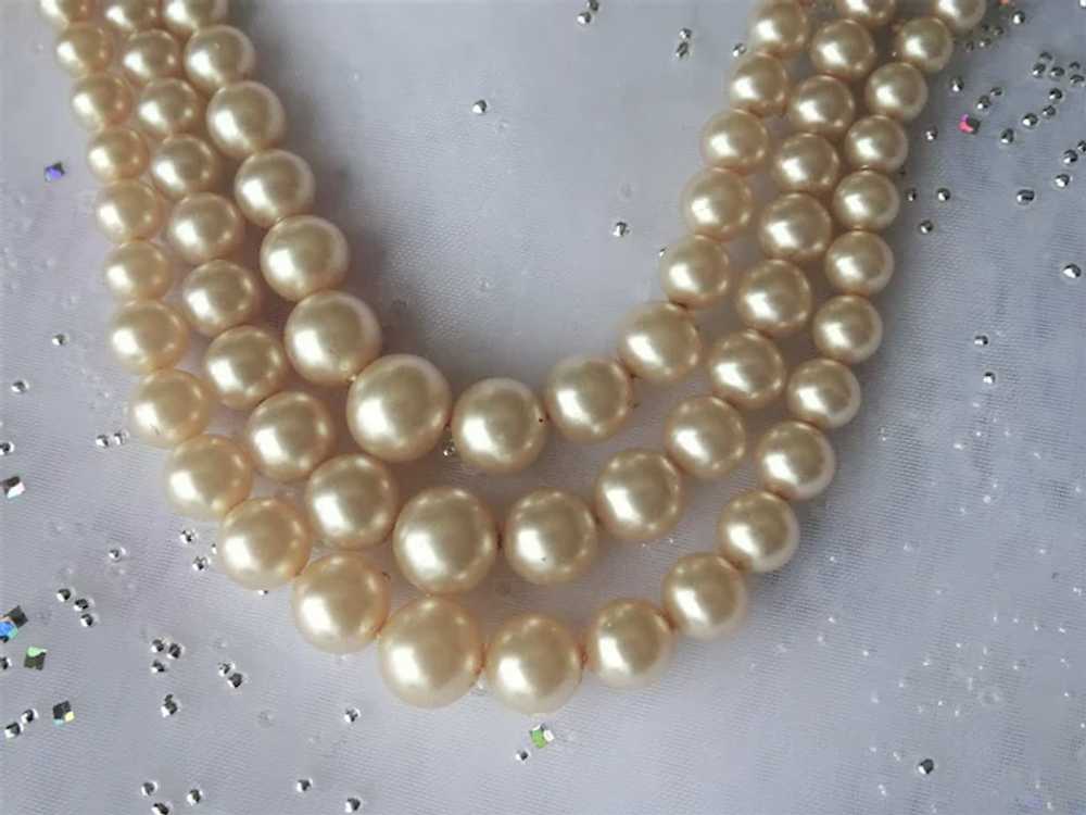 LUSTROUS Pearl Bead Necklace,Elegant Triple Stran… - image 3