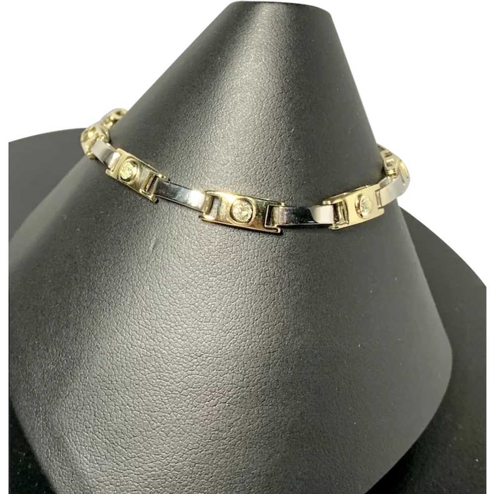 14k Two Tone Gold Diamond Bracelet - image 1