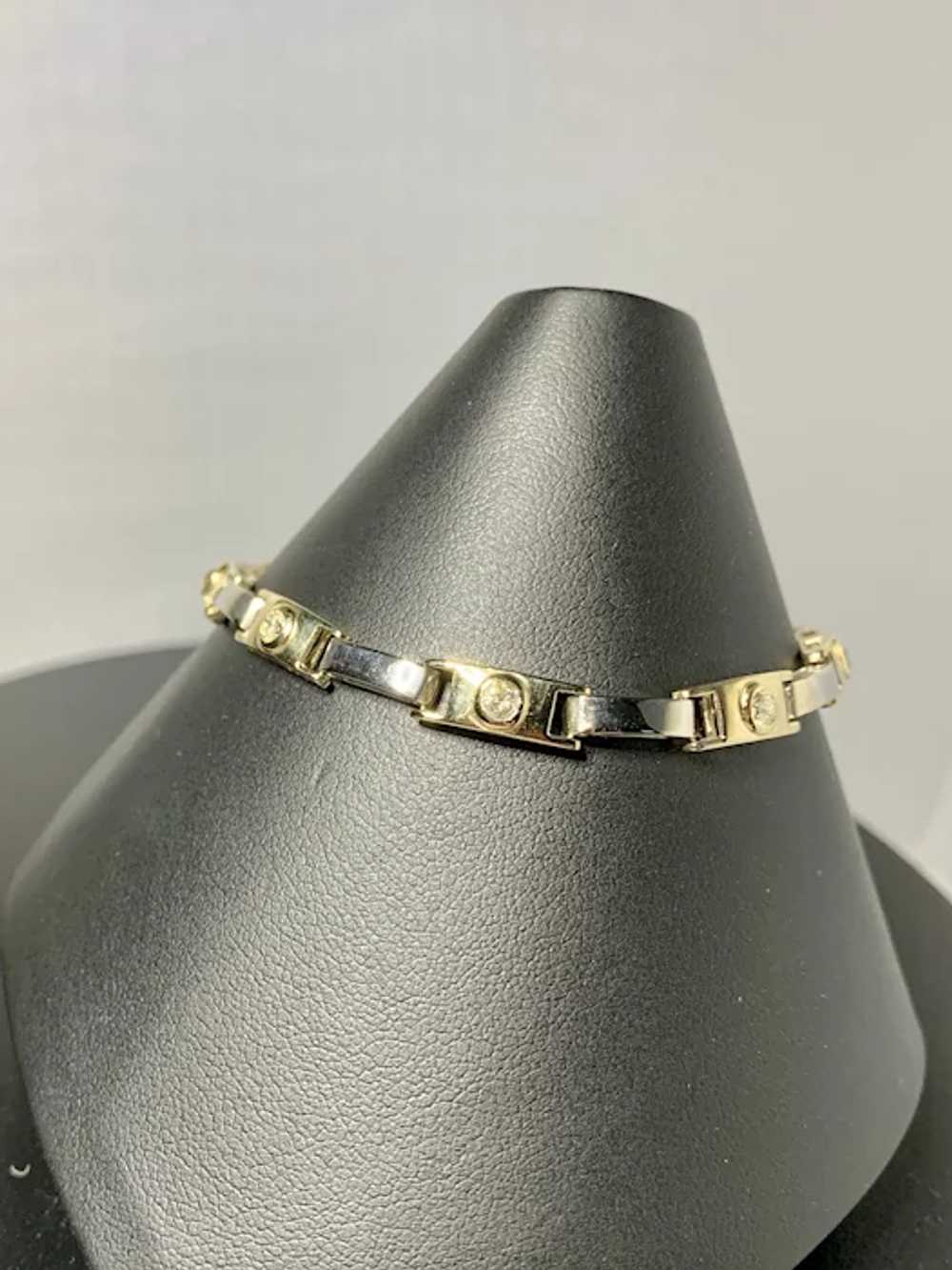 14k Two Tone Gold Diamond Bracelet - image 9