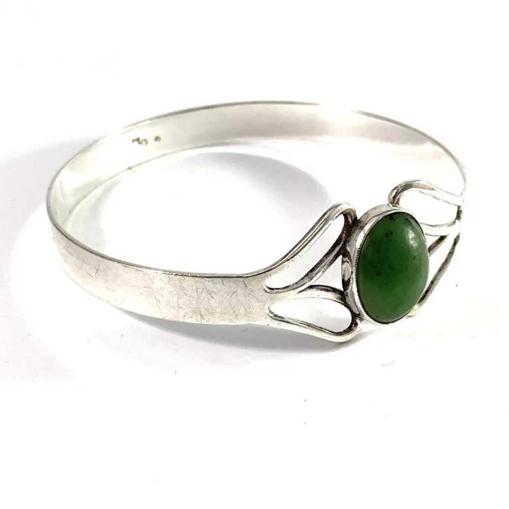 Krakow, Poland 1960-70s Solid Silver Nephrite Jad… - image 3