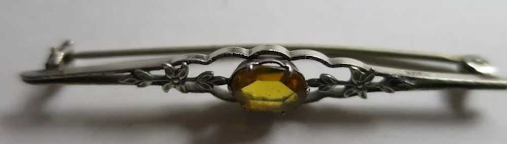Citrine and 10K White Gold Delicate Antique Bar P… - image 3