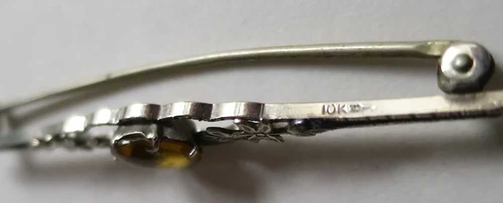 Citrine and 10K White Gold Delicate Antique Bar P… - image 4