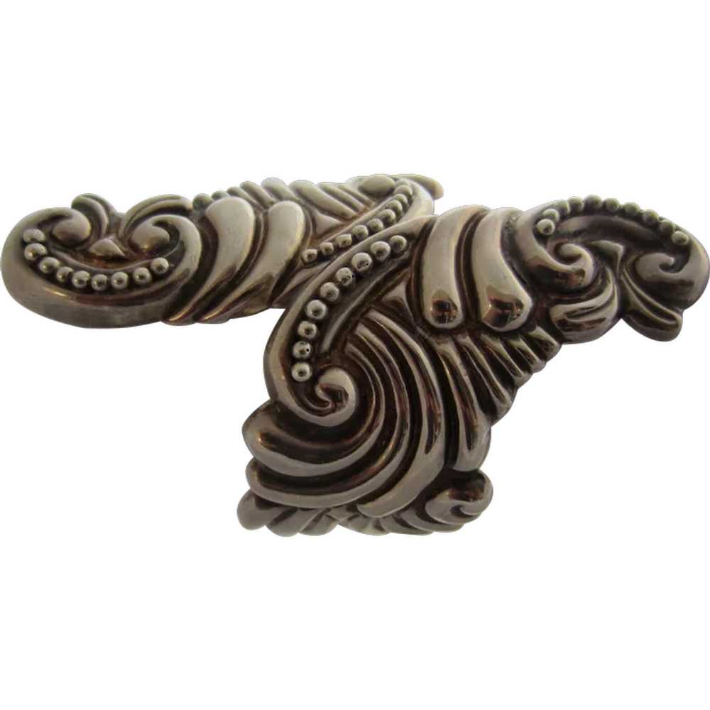Dramatic Signed Mexican Repoussé Sterling Silver … - image 1