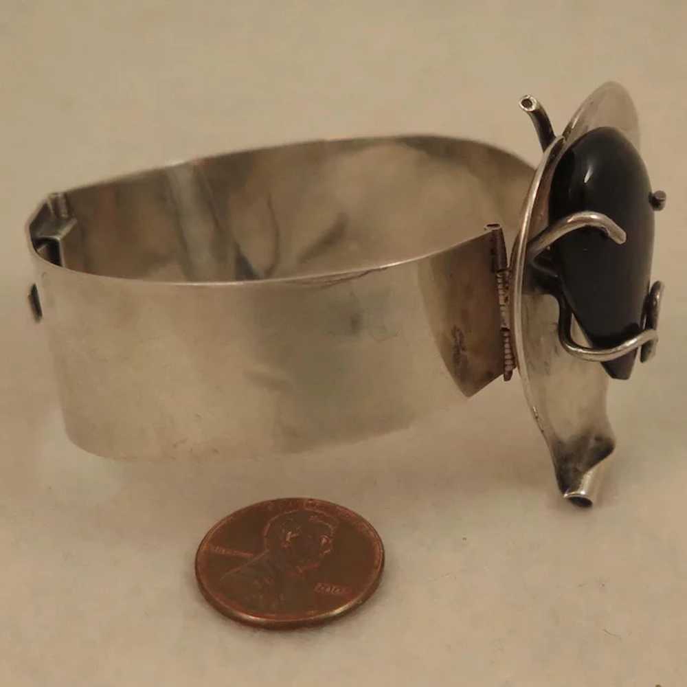 Vintage Sterling Silver Mexican Leaf Bracelet - image 3