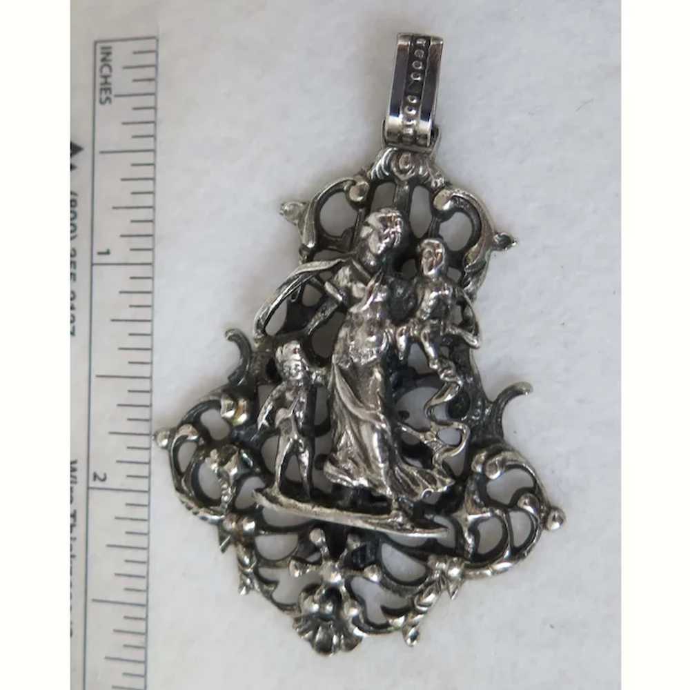 Antique Sterling Silver Figural Pendant Woman wit… - image 2