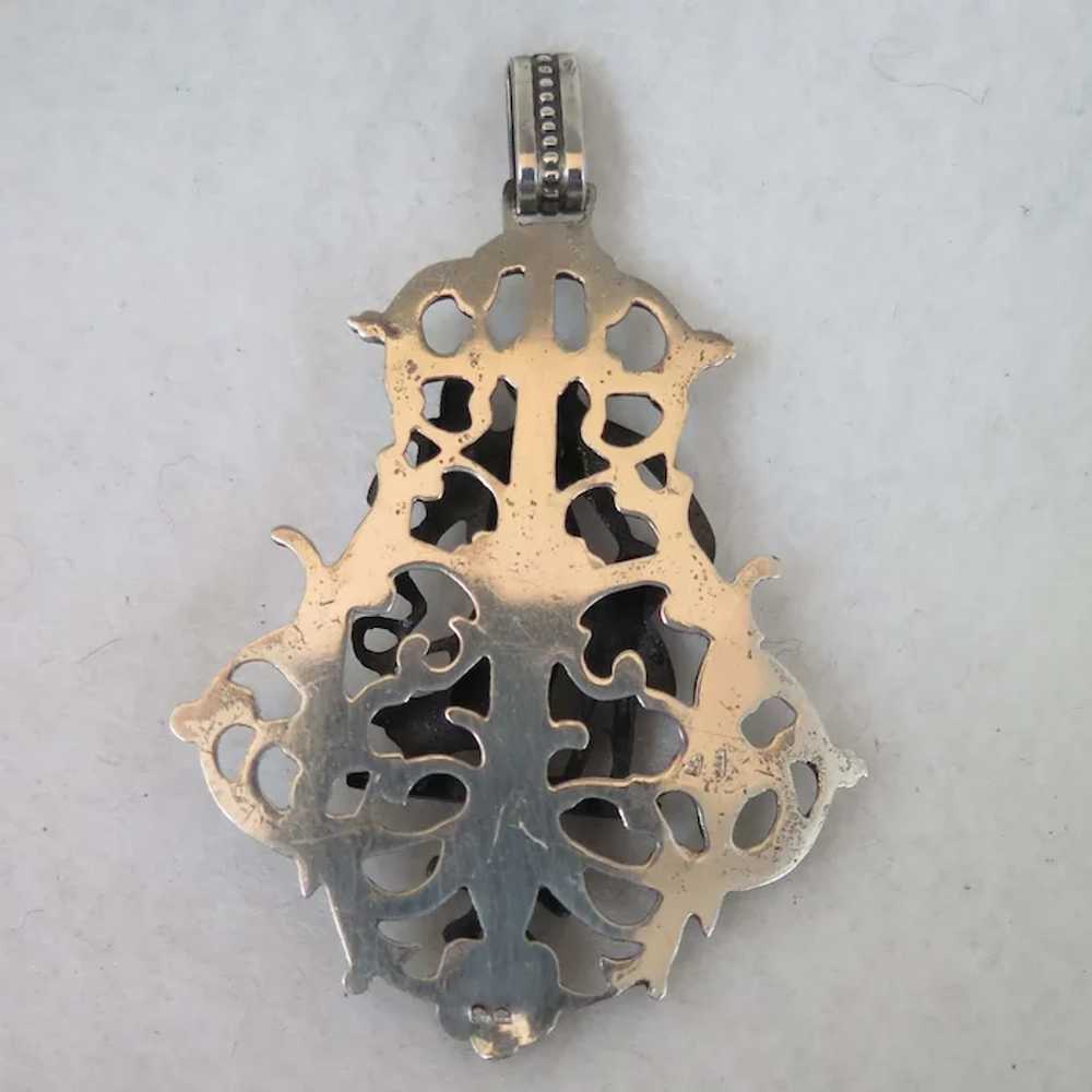 Antique Sterling Silver Figural Pendant Woman wit… - image 5