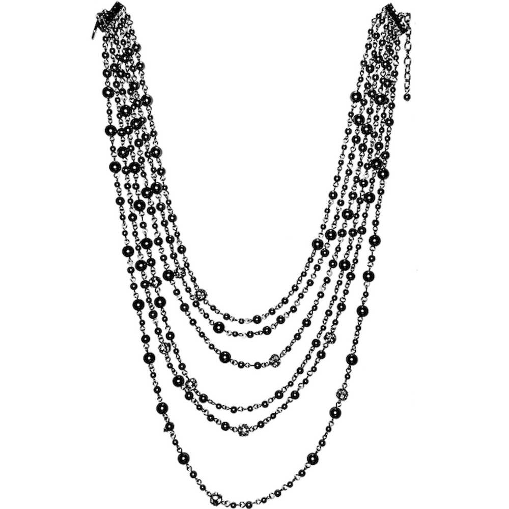 Vintage Ann Taylor 6 Strand Bead and Crystal Neck… - image 1