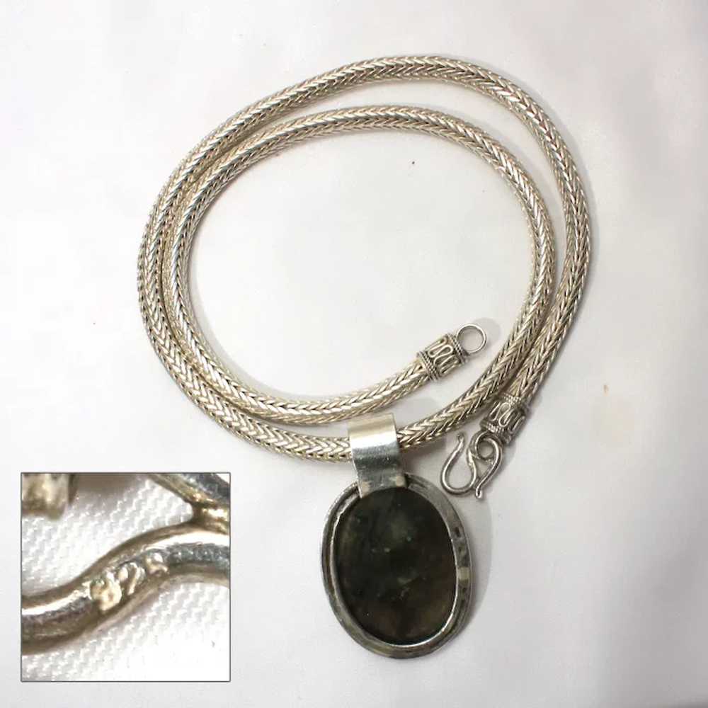 Sterling Silver Labradorite Pendant / Garnet / St… - image 5