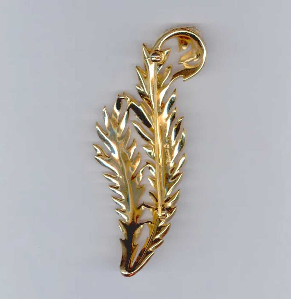 Elegant TRIFARI Rhinestone Studded Feather Pin MI… - image 2