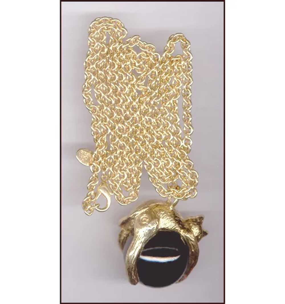 Elegant Joan Rivers Golden Cat Pendant Necklace - image 3
