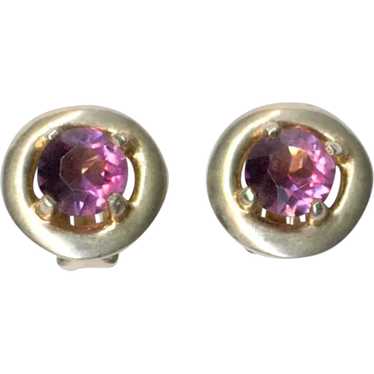 REJA Clip Back Earrings Large PURPLE Rhinestones