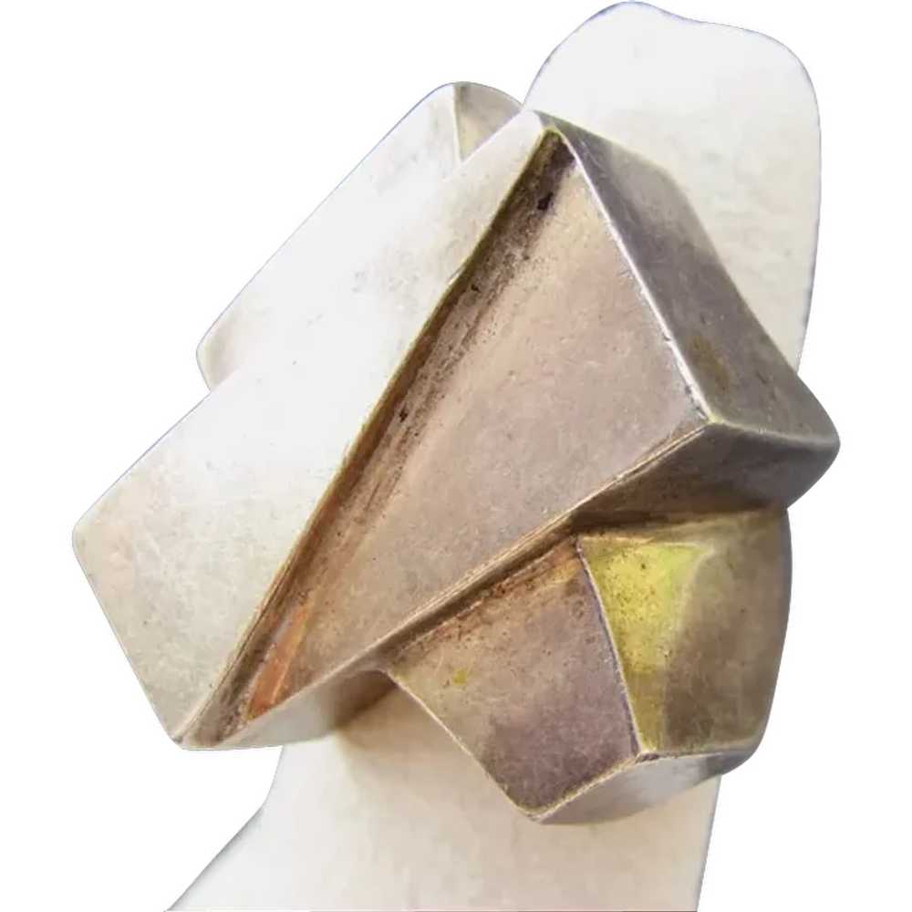 Cubist Style Sterling Silver Ring - image 1