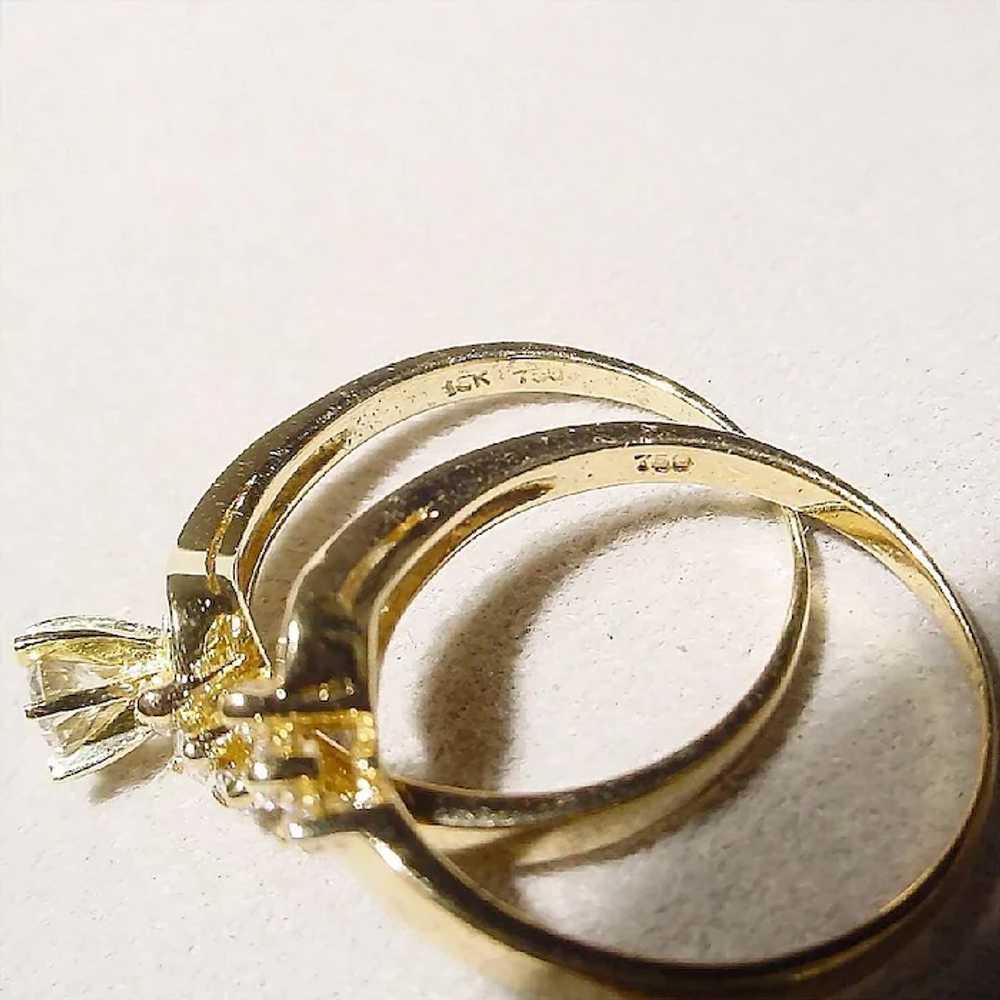 Elegant Wedding Ring Set Solitaire Bands 18K - image 5
