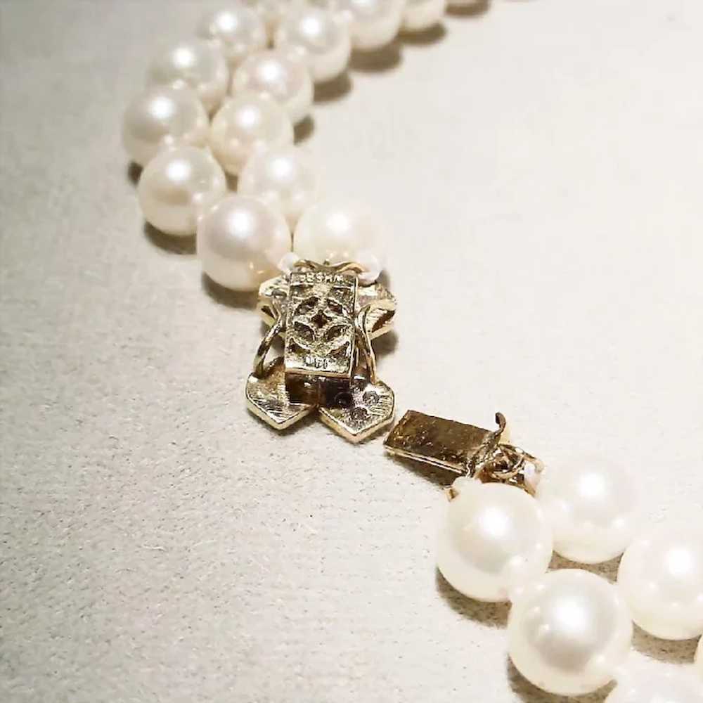 Exclusive Cultured Pearl Necklace 14K Diamonds 22… - image 7