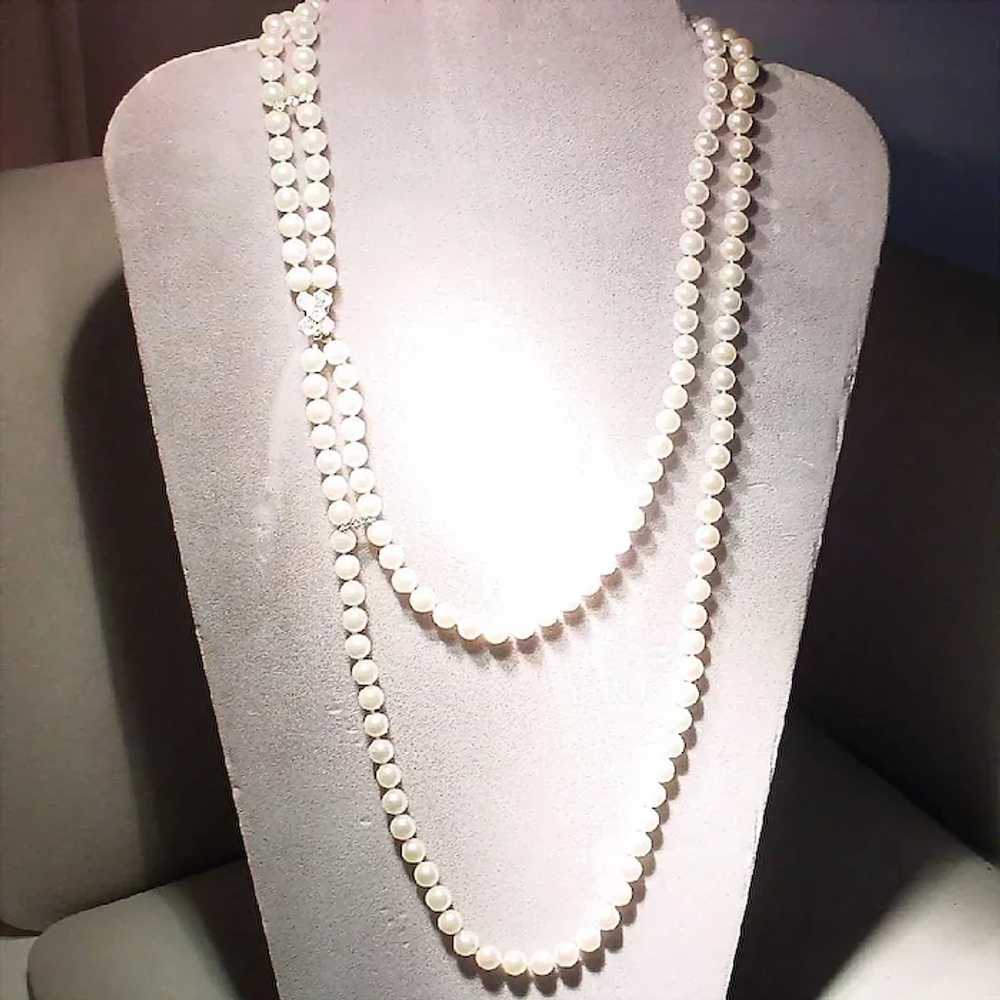 Exclusive Cultured Pearl Necklace 14K Diamonds 22… - image 8