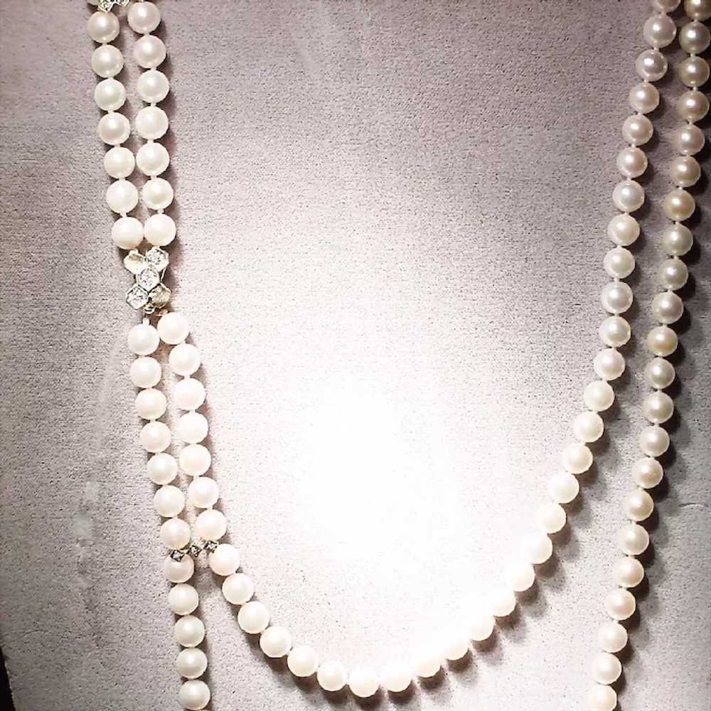 Exclusive Cultured Pearl Necklace 14K Diamonds 22… - image 9