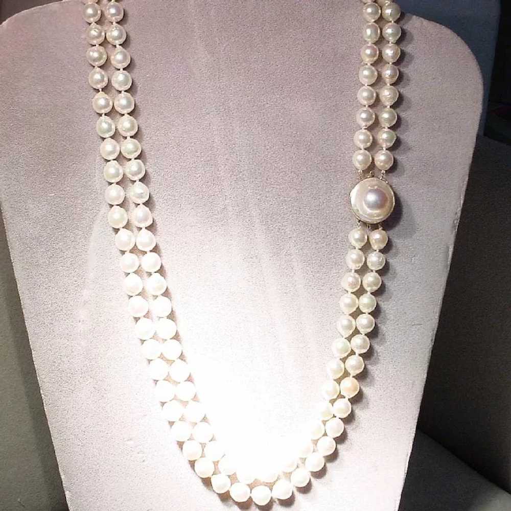 Beautiful Double Cultured Pearl Necklace 14k Blis… - image 7