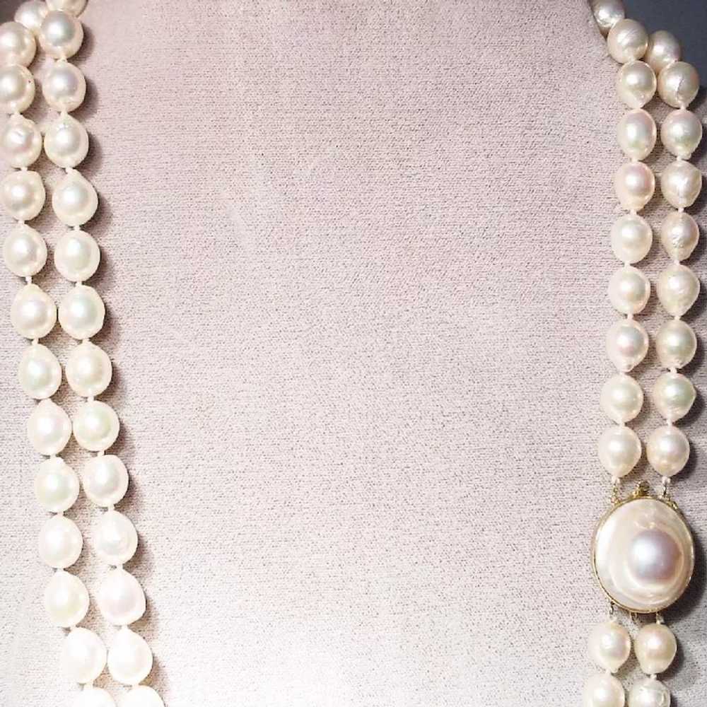 Beautiful Double Cultured Pearl Necklace 14k Blis… - image 8