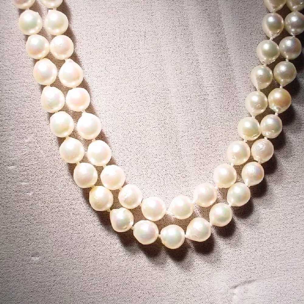 Beautiful Double Cultured Pearl Necklace 14k Blis… - image 9