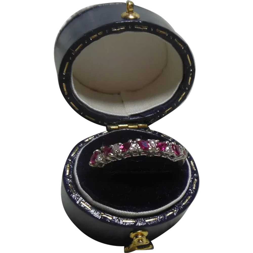 9 Kt Gold Ruby & Diamond Half Eternity Ring - image 1