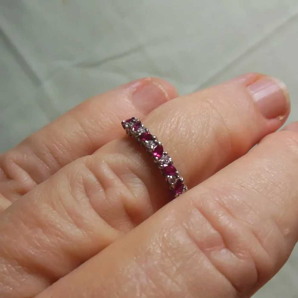 9 Kt Gold Ruby & Diamond Half Eternity Ring - image 2