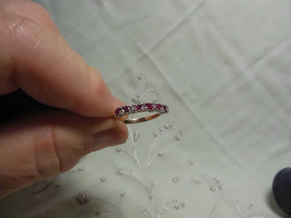 9 Kt Gold Ruby & Diamond Half Eternity Ring - image 3